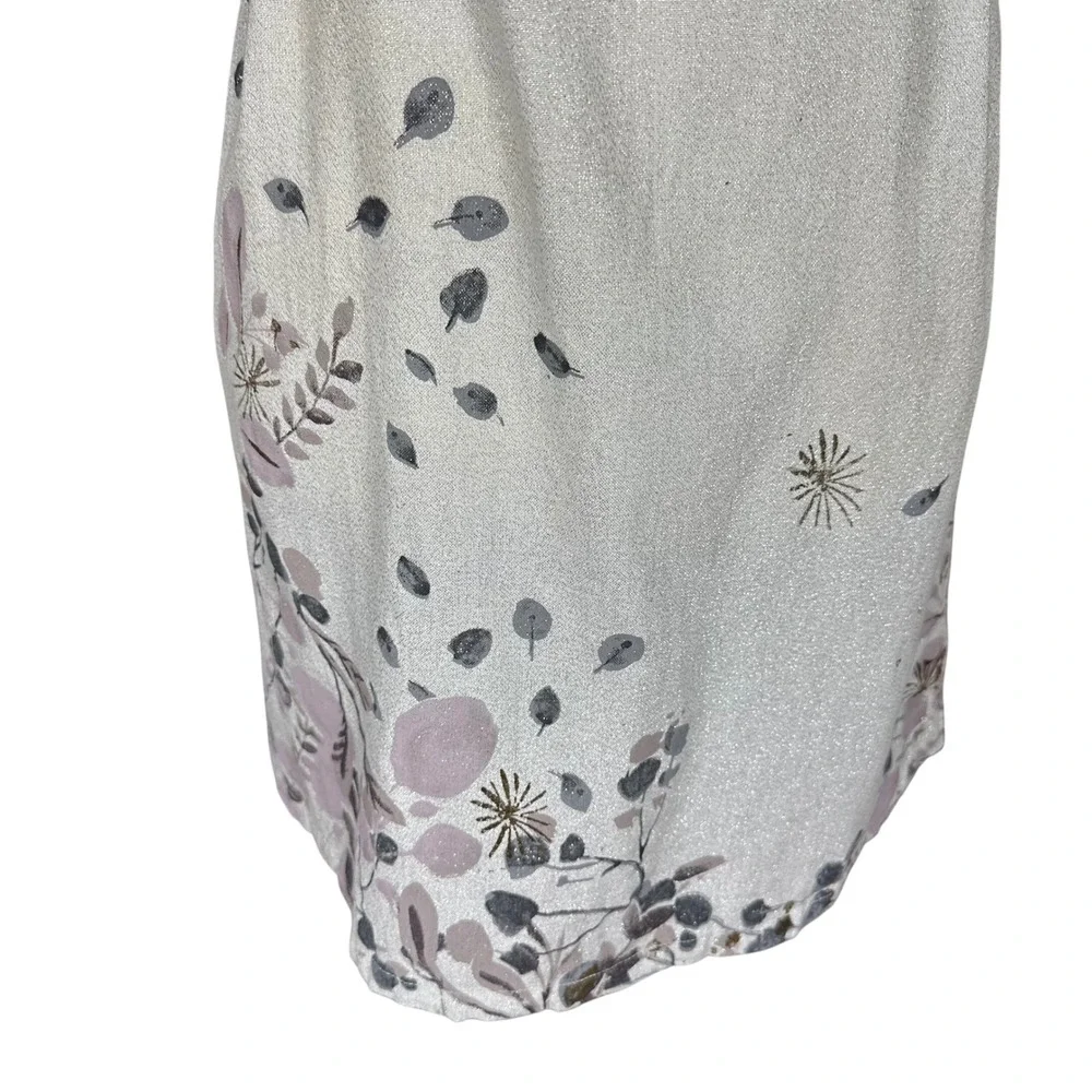 Anthropologie Silver‎ Metallic Botanical Floral Cross Back Kitchen Apron Purple